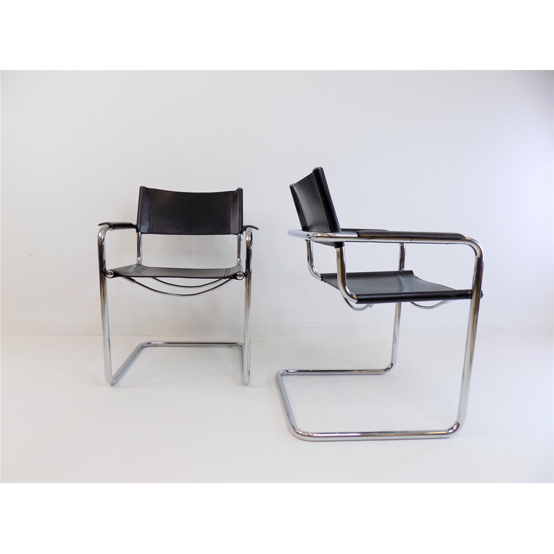 Paar vintage leren stoelen van Martin Stam