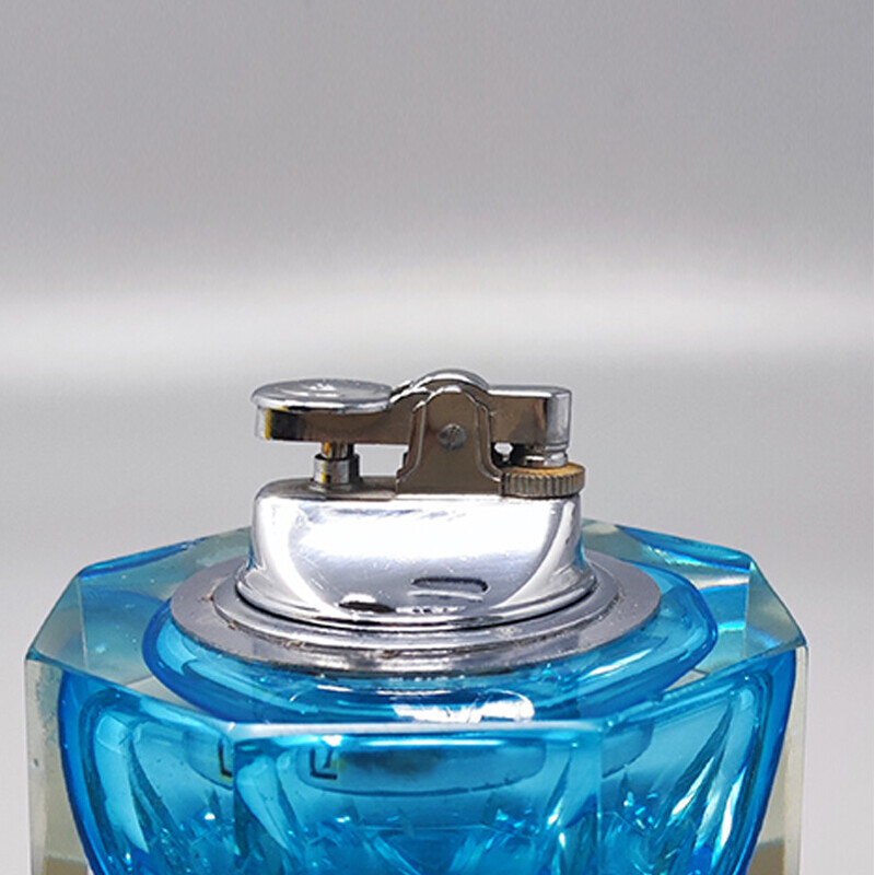 Vintage table lighter in blue Murano glass by Flavio Poli for Seguso, Italy 1960s