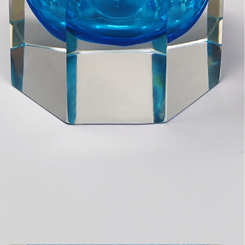 Encendedor de mesa vintage en cristal de Murano azul de Flavio Poli para Seguso, Italia años 60