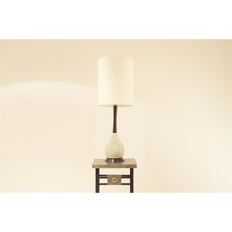 Ceramic and teak table lamp - 1950s