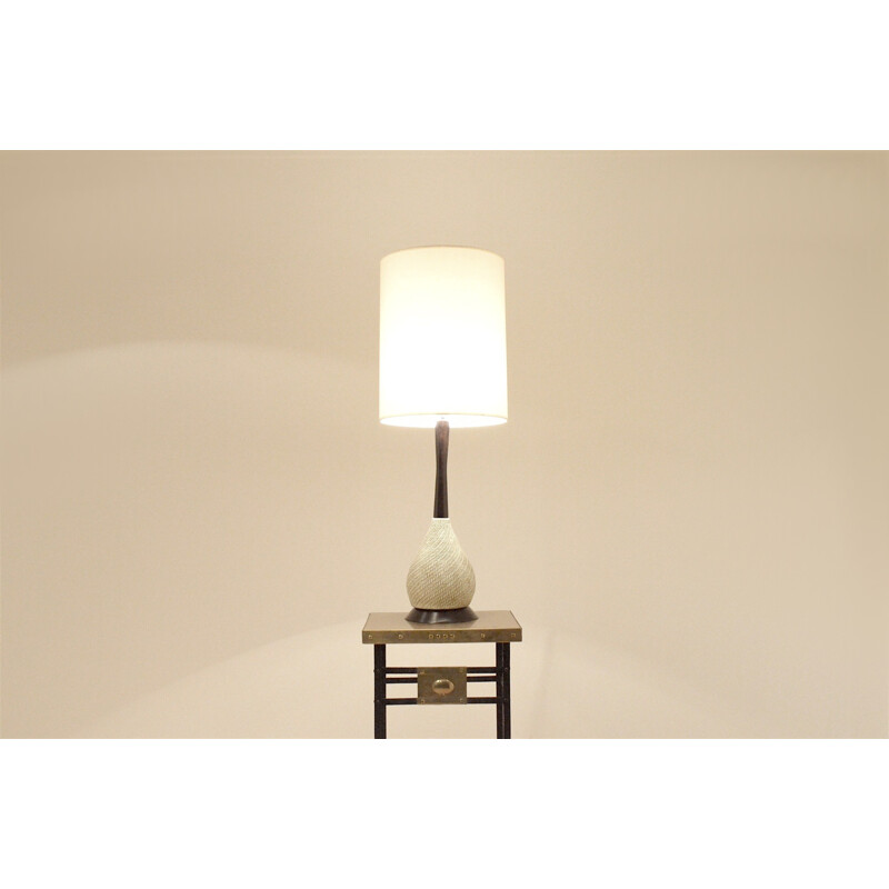 Ceramic and teak table lamp - 1950s