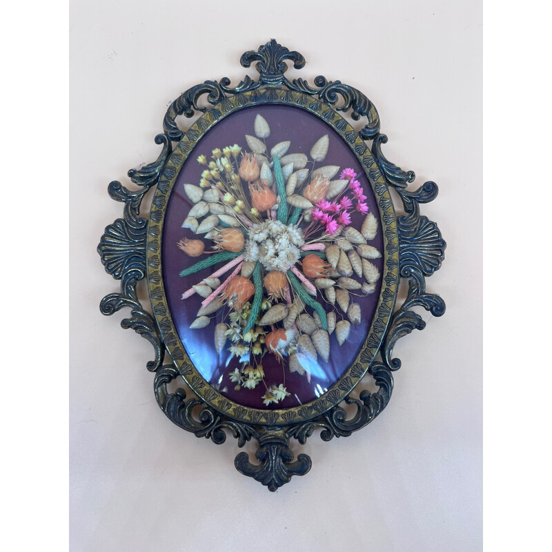 Vintage baroque frame with dried flowers
