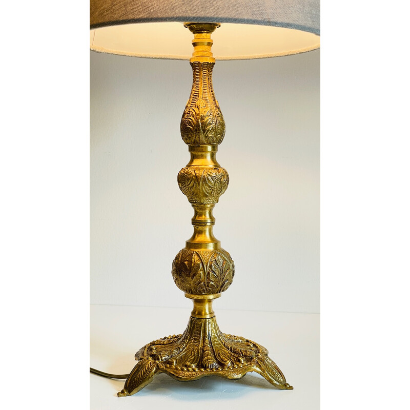 Vintage lamp in solid brass and fabric