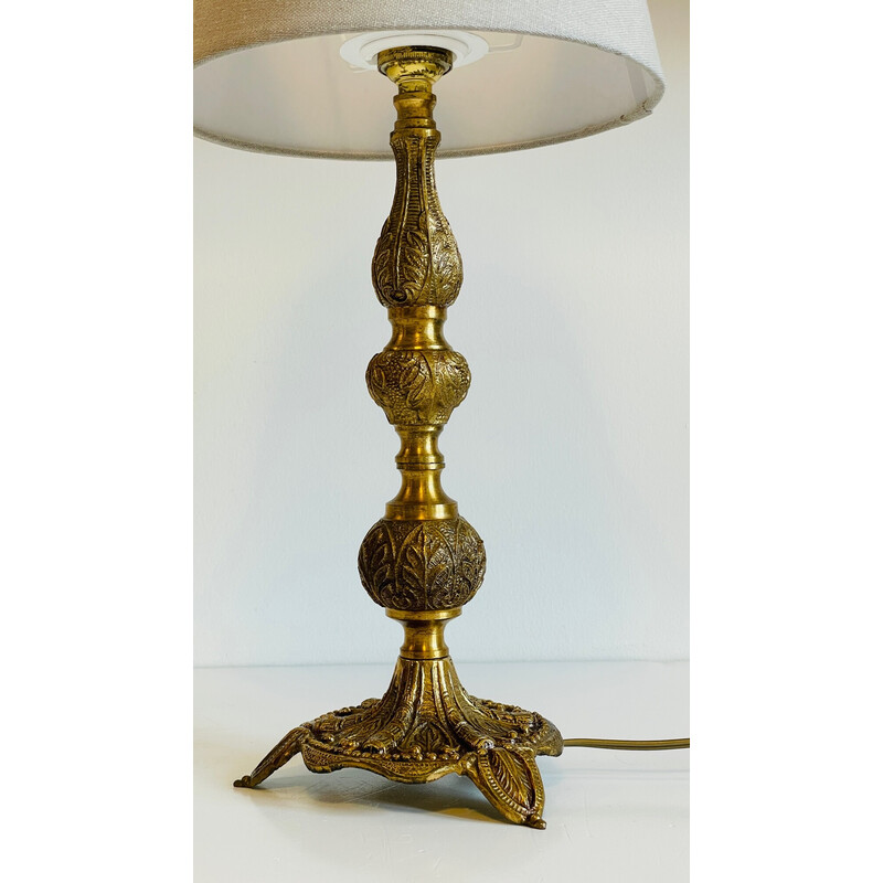 Vintage lamp in solid brass and fabric