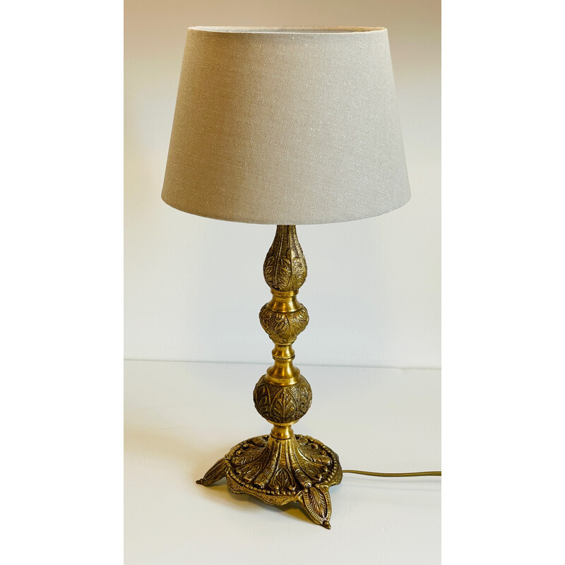 Vintage lamp in solid brass and fabric