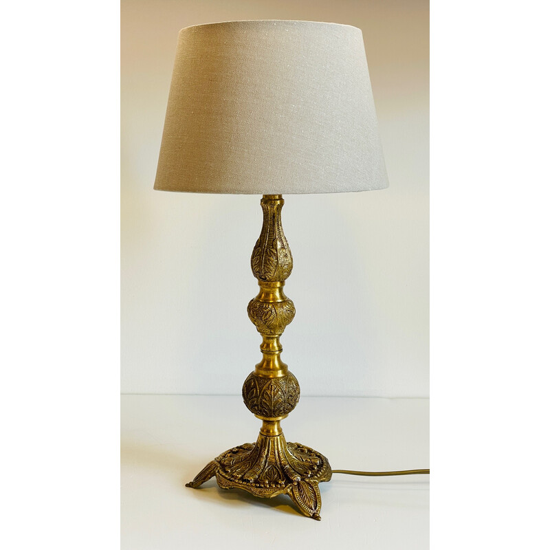 Vintage lamp in solid brass and fabric