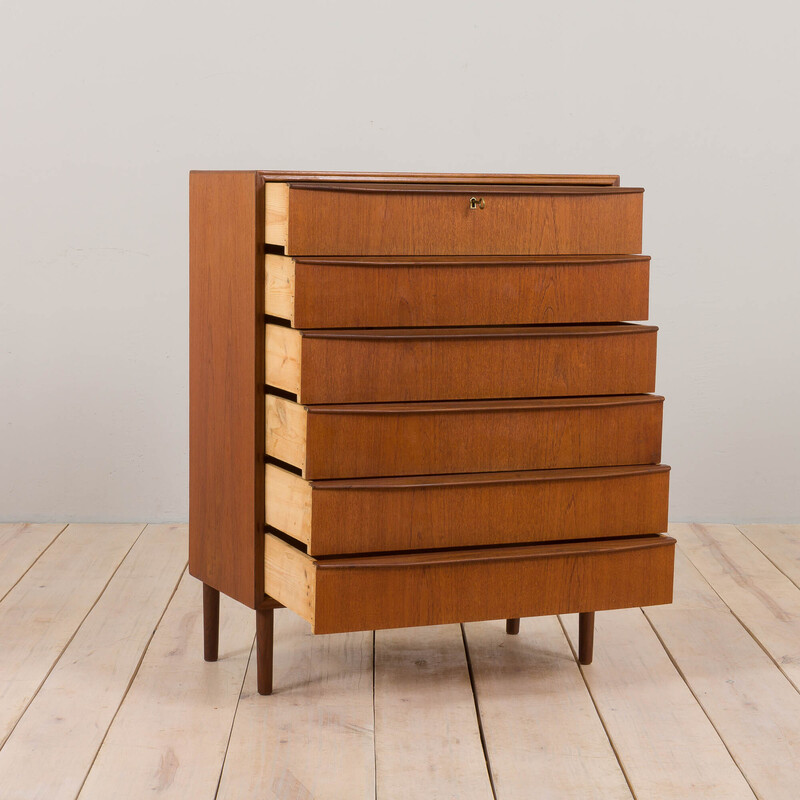 Vintage teak chest of drawers by Andreas Pedersen for Aggersund Møbelfabrik, Denmark 1968s