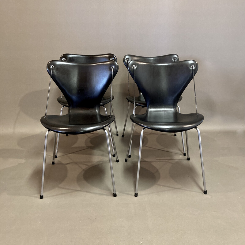 Juego de 4 sillas vintage de Arne Jacobsen para Fritz Hansen, 1960