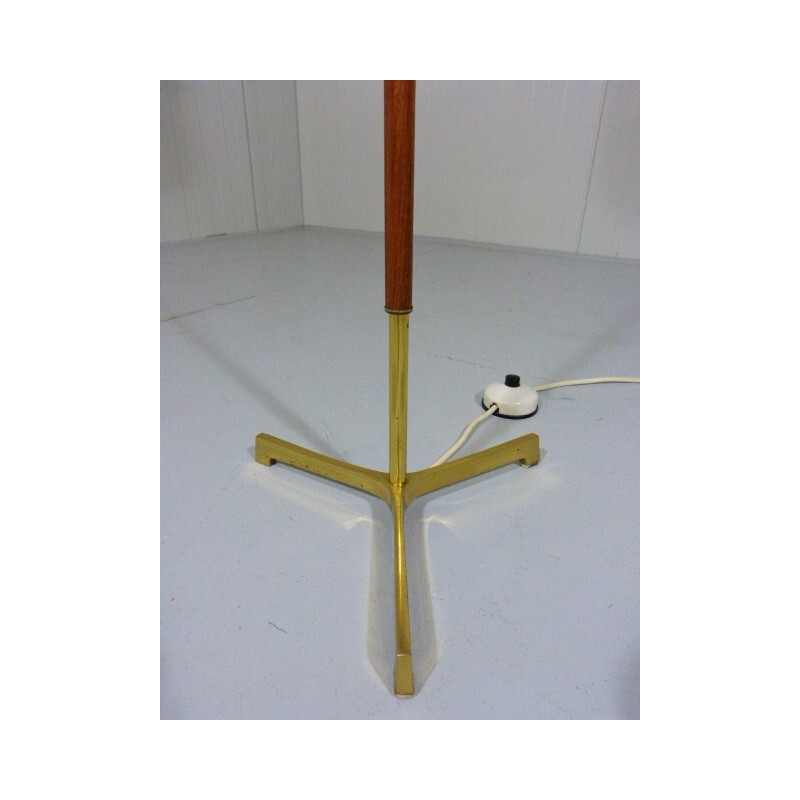 Golden floor lamp with green pattern - 1960s