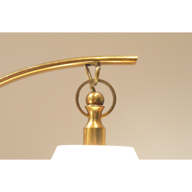 Brass & opaline italian tripod floor lamp - 1950s