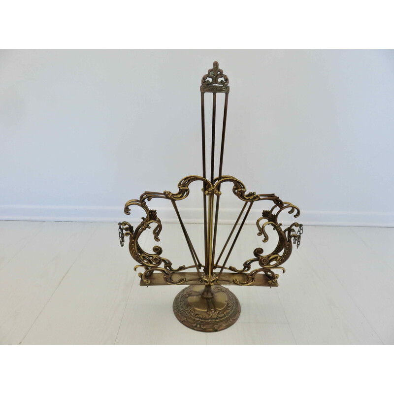 Revistero de bronce Art Nouveau vintage, Francia 1900