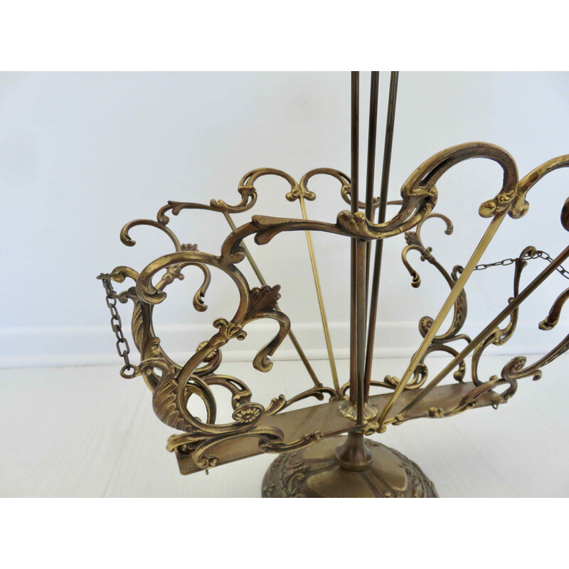 Revistero de bronce Art Nouveau vintage, Francia 1900