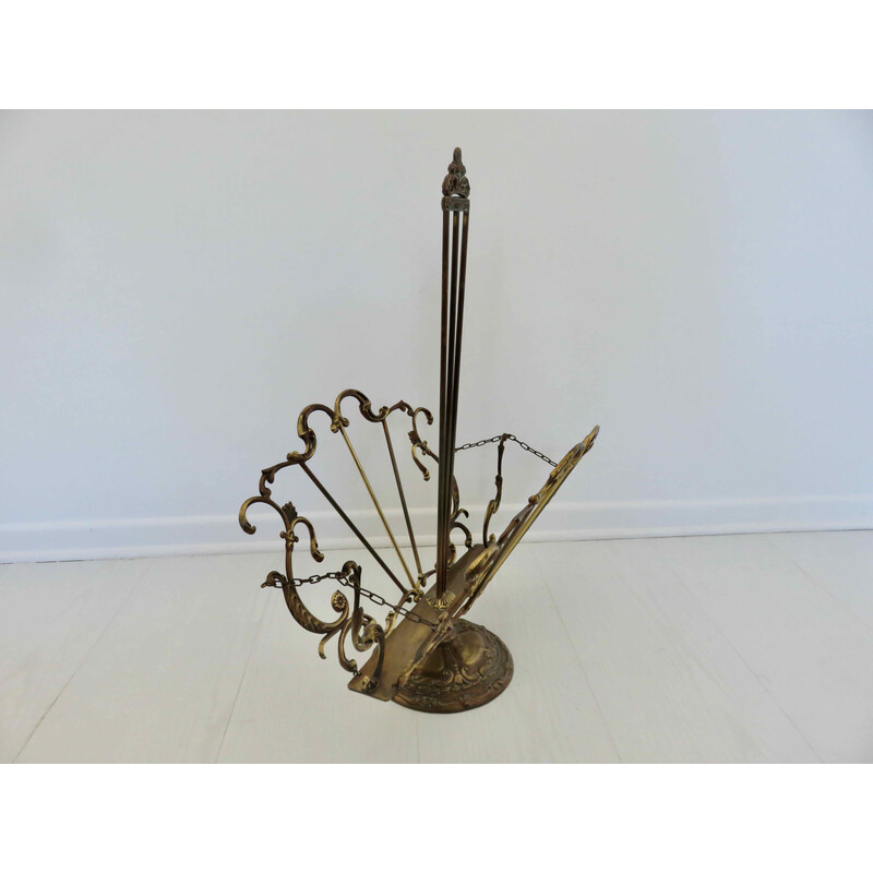 Revistero de bronce Art Nouveau vintage, Francia 1900