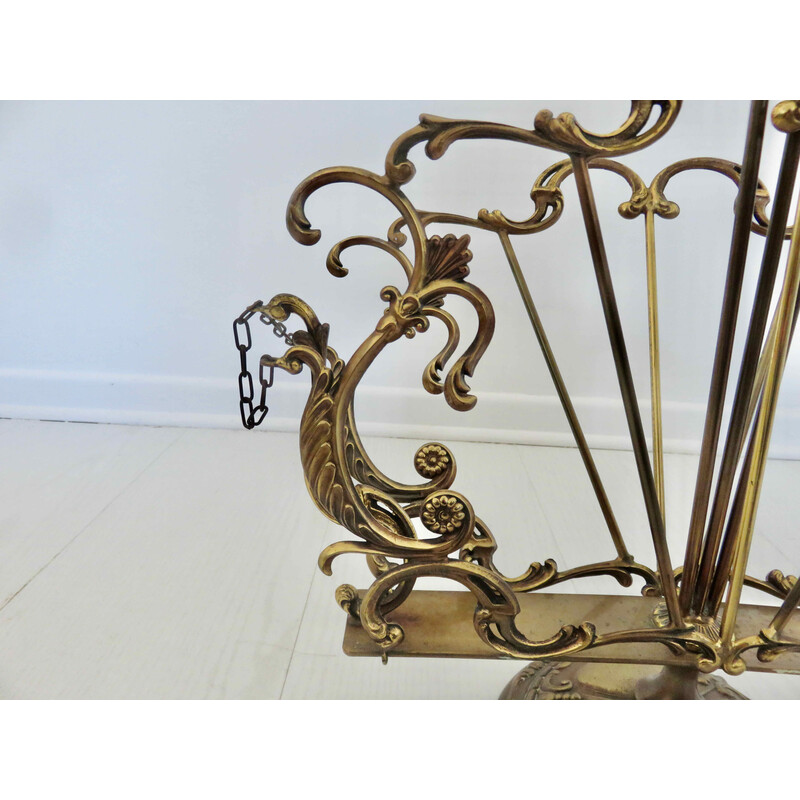 Vintage Art Nouveau bronze magazine rack, France 1900