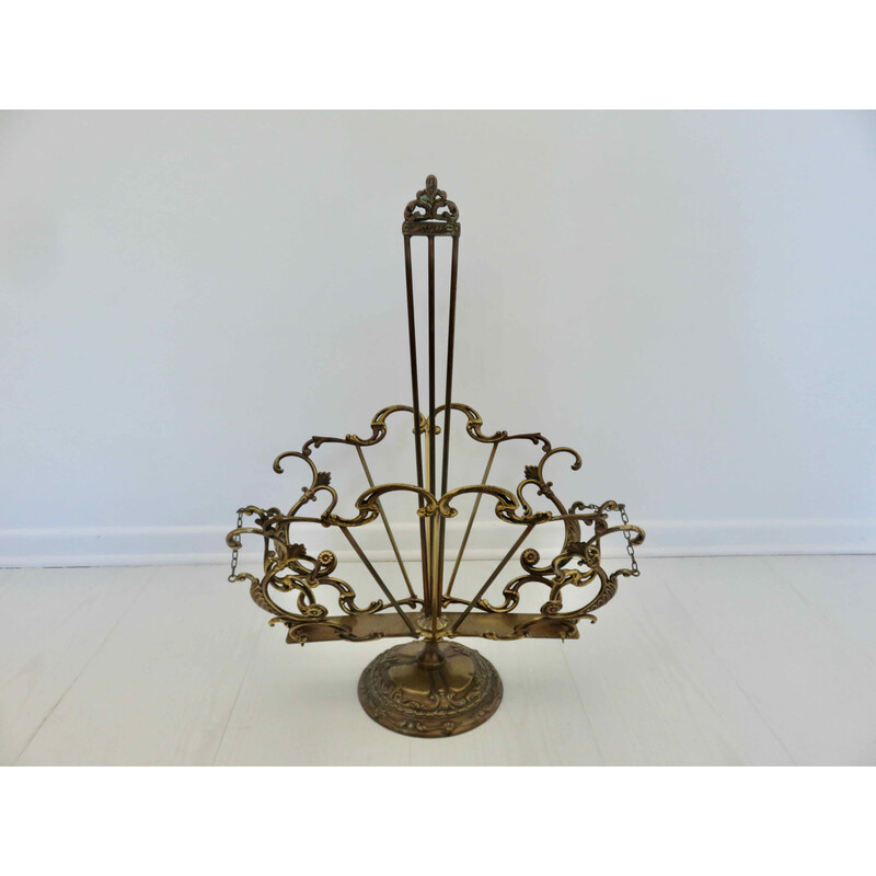 Revistero de bronce Art Nouveau vintage, Francia 1900