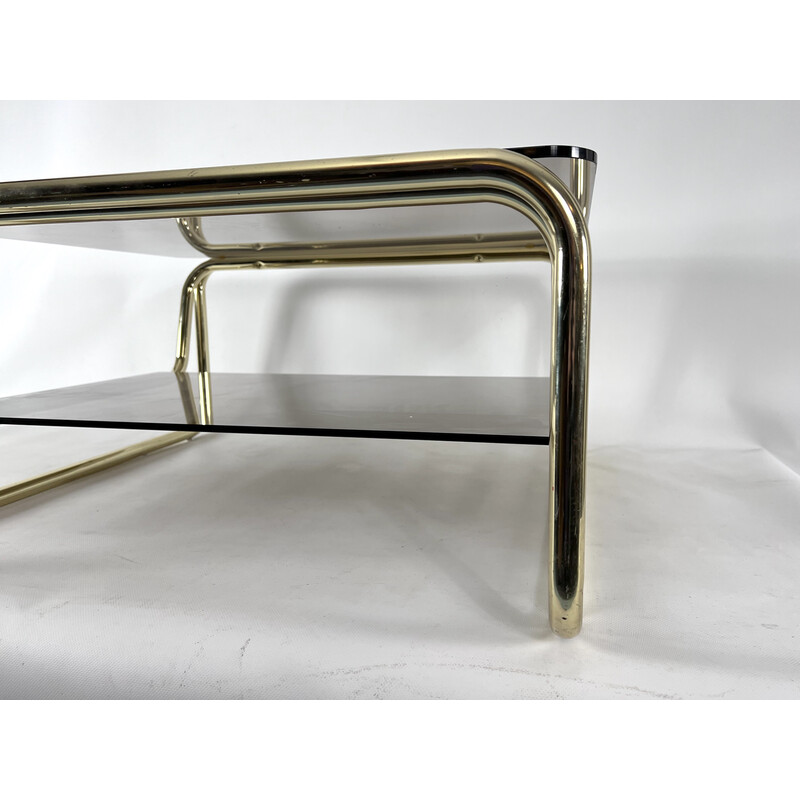 Vintage brass and glass coffee table, Italy 1970s