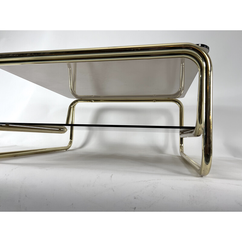 Vintage brass and glass coffee table, Italy 1970s