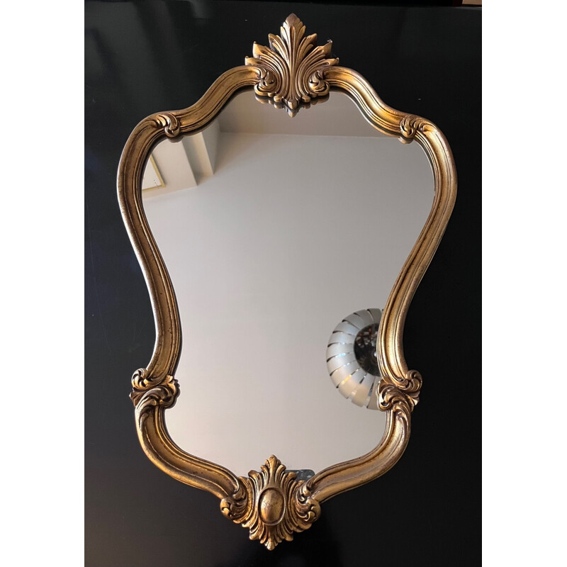 Espelho de madeira dourada Vintage, 1950
