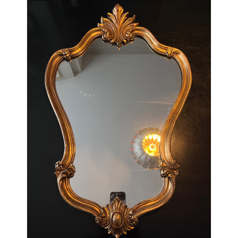 Espejo vintage de madera dorada, 1950