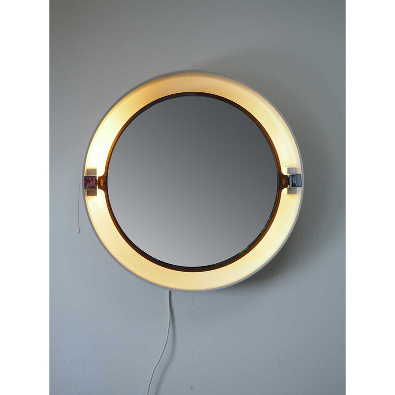 Allibert vintage round mirror with plastic frame, 1970s