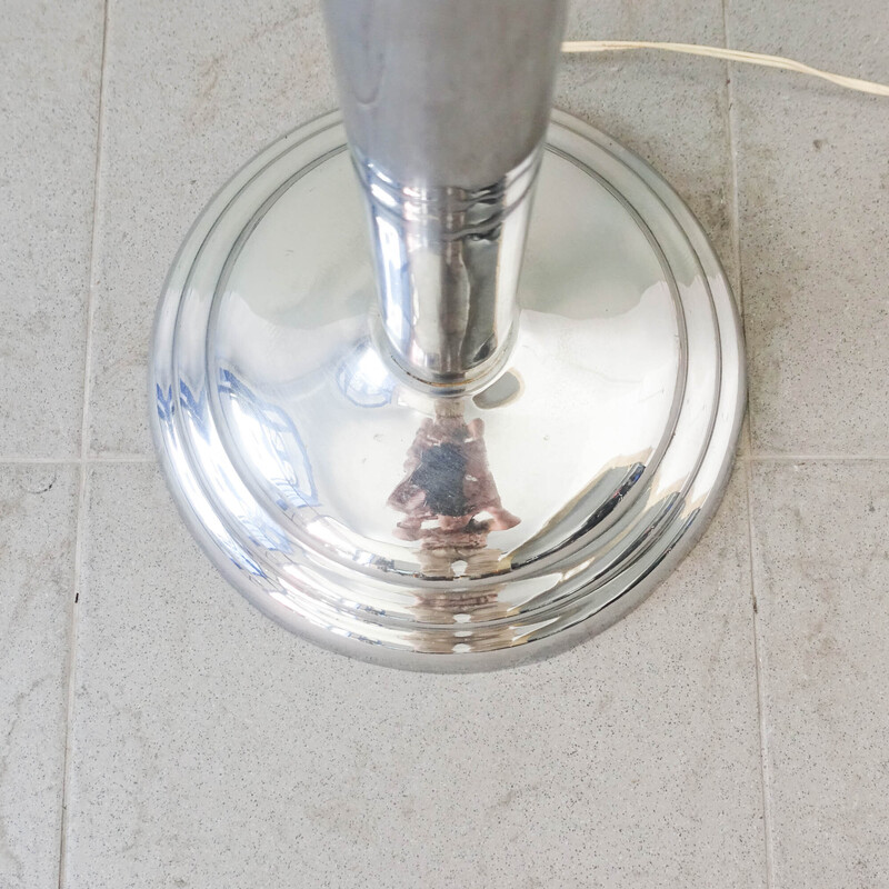 Lámpara de pie vintage en vidrio opalino, Portugal Años 60
