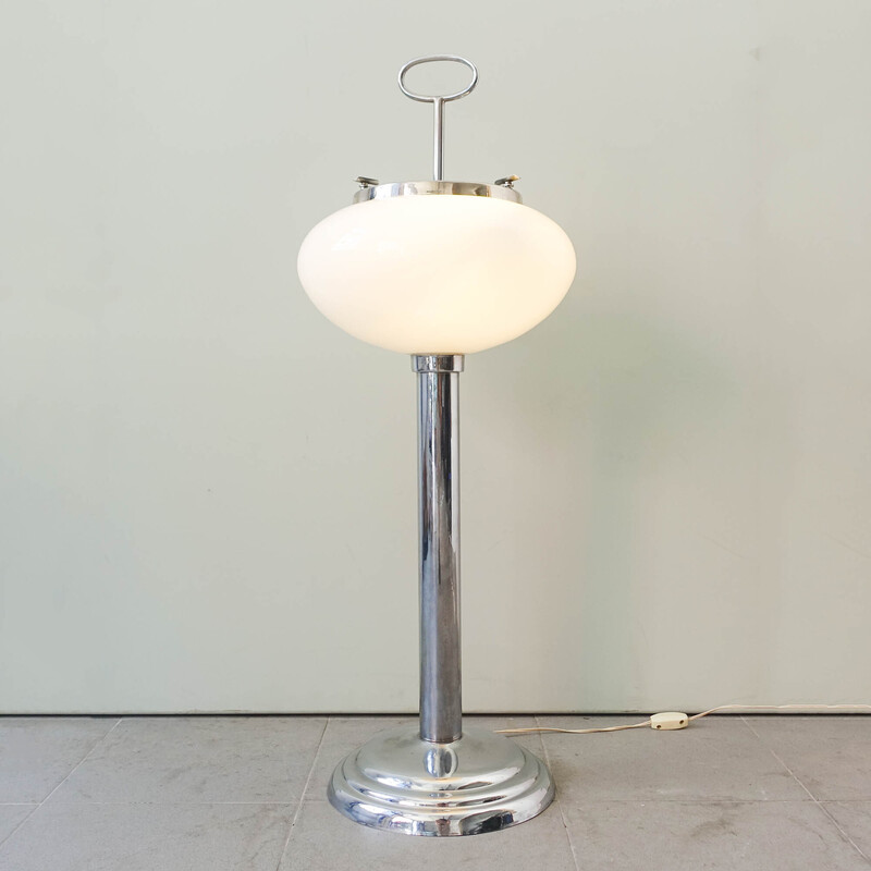 Vintage floor lamp in opaline glass, Portugal 1960s