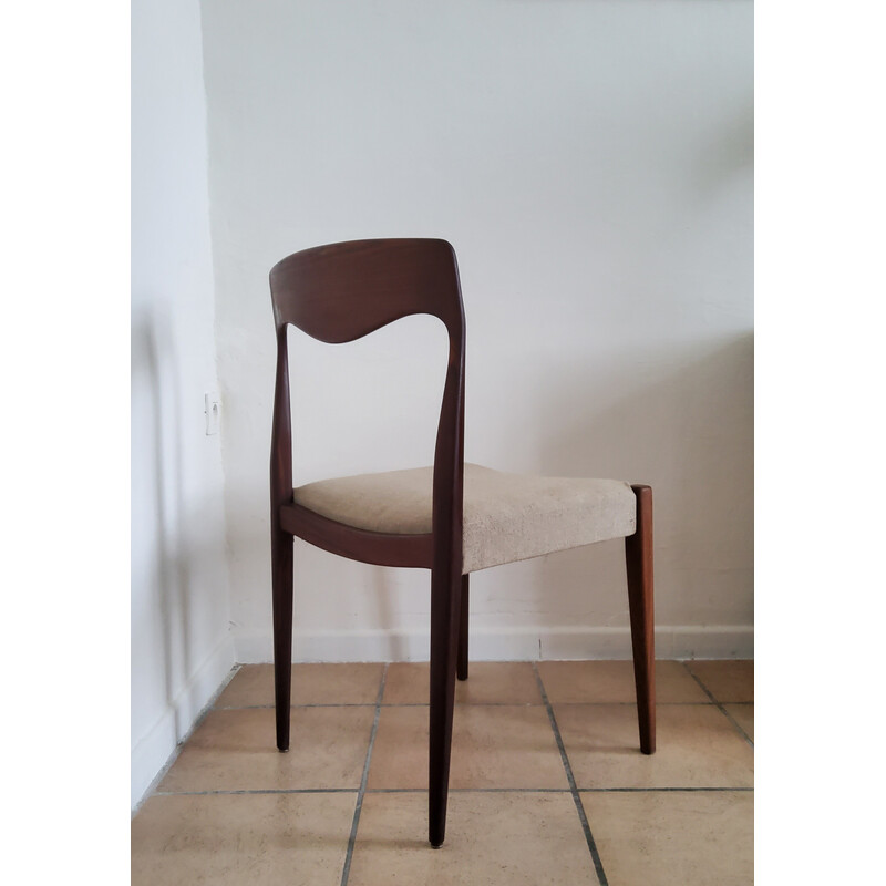 Conjunto de 5 cadeiras de teca e linho vintage, França 1960