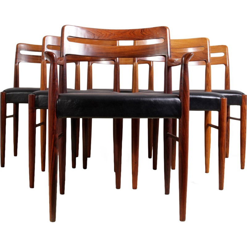 Ensemble de six chaises à repas par H W Klein pour Bramin - 1960