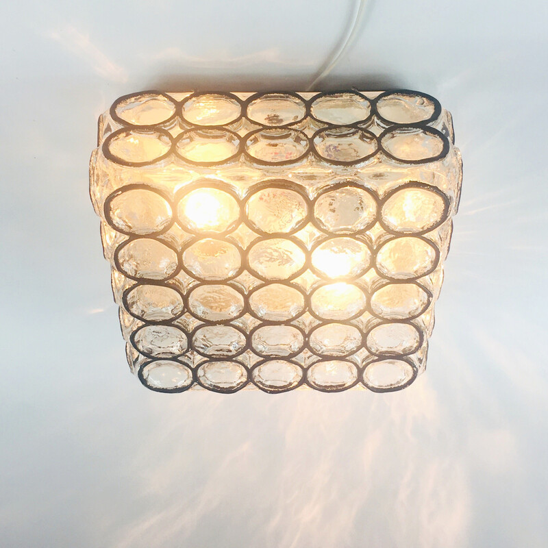 Vintage glass ceiling lamp, Germany 1960s