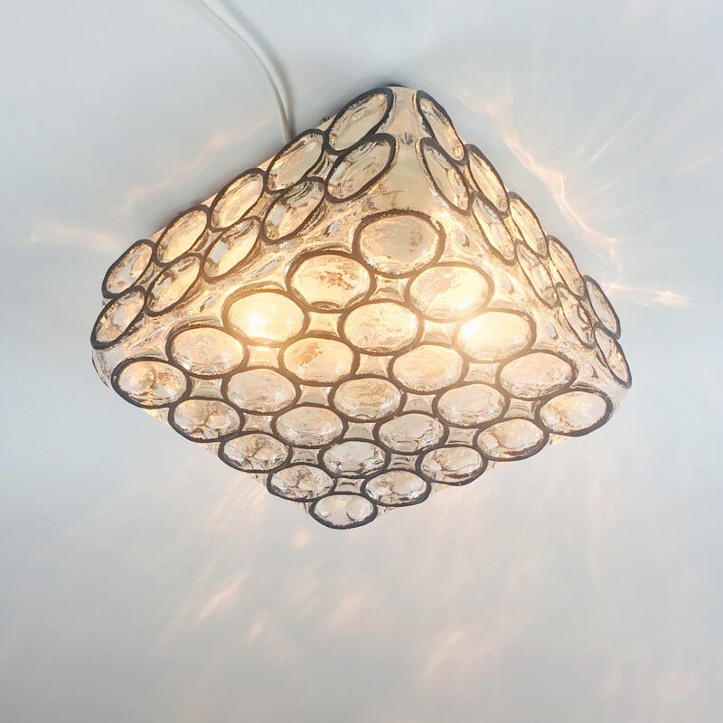 Vintage glazen plafondlamp, Duitsland 1960
