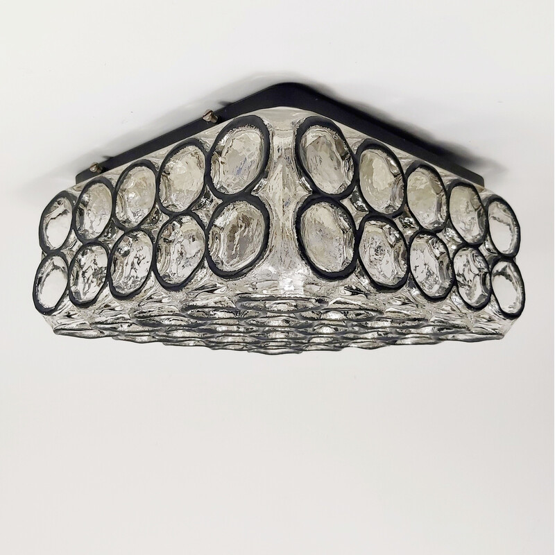 Vintage glass ceiling lamp, Germany 1960s