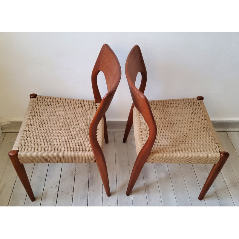 Paire de chaises vintage en corde par Niels Otto Møller, Danemark 1950