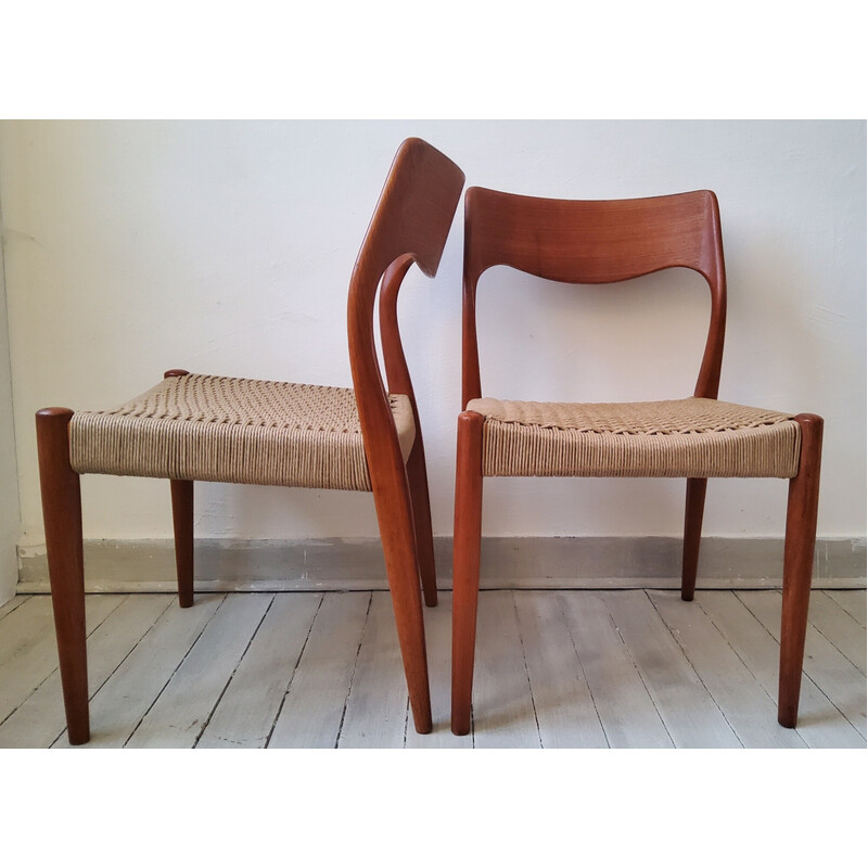 Paire de chaises vintage en corde par Niels Otto Møller, Danemark 1950