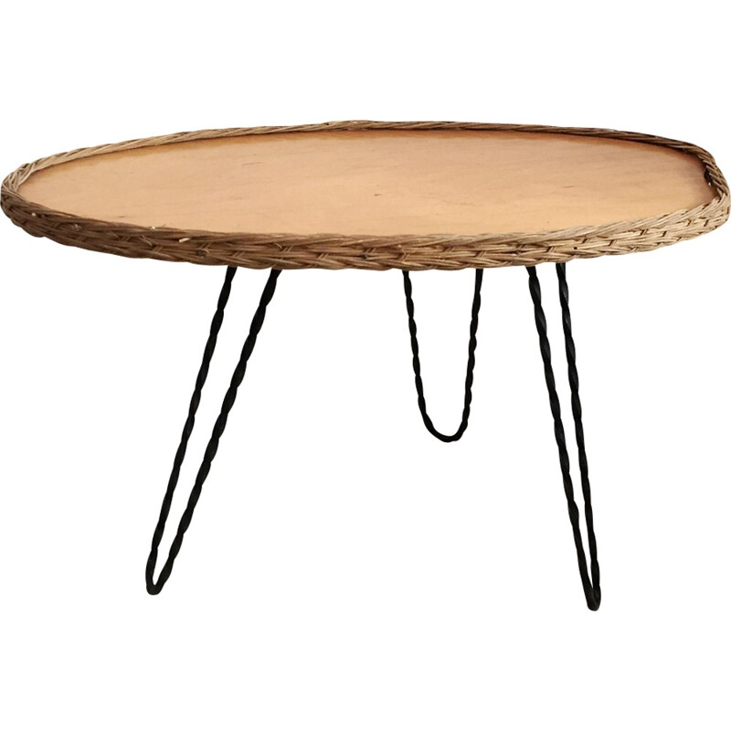 Small tripod low table, palette shape - 1960s