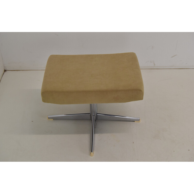Vintage stool in fabric, metal and chrome, Czechoslovakia 1970s
