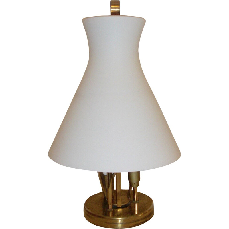  Opaline & brass Italian lamp - 1950