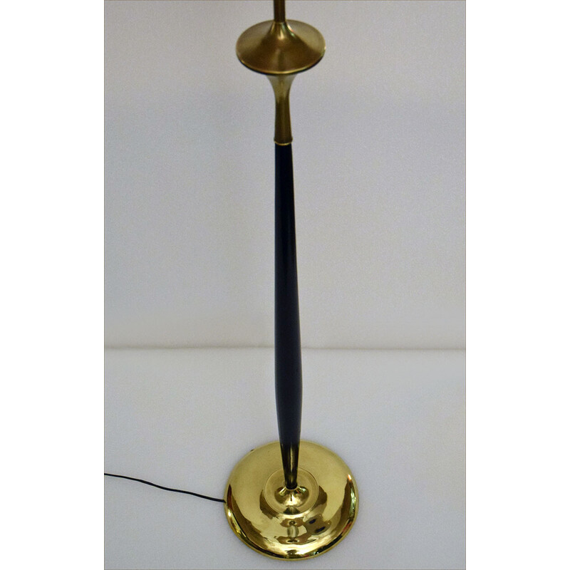 Vintage brass and mahogany floor lamp, 1950s