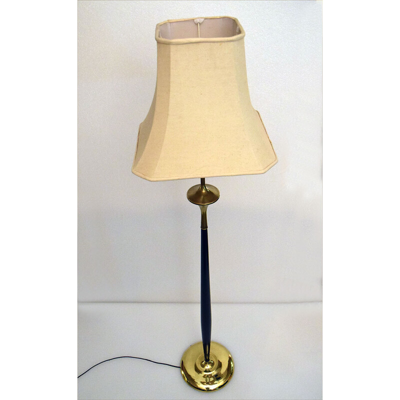 Vintage Stehlampe aus Messing und Mahagoni, 1950er Jahre