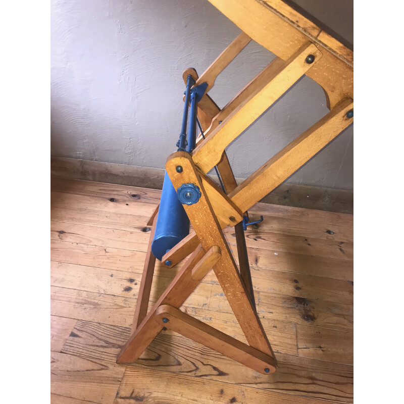 Table à dessin vintage réglable en bois, 1950