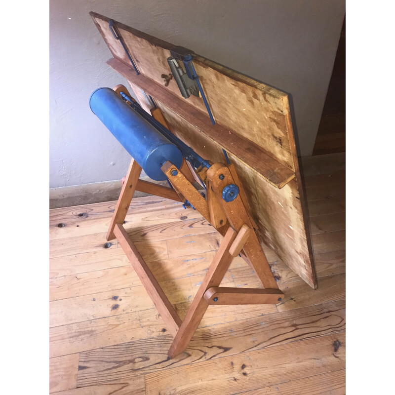 Vintage adjustable wooden drafting table, 1950s