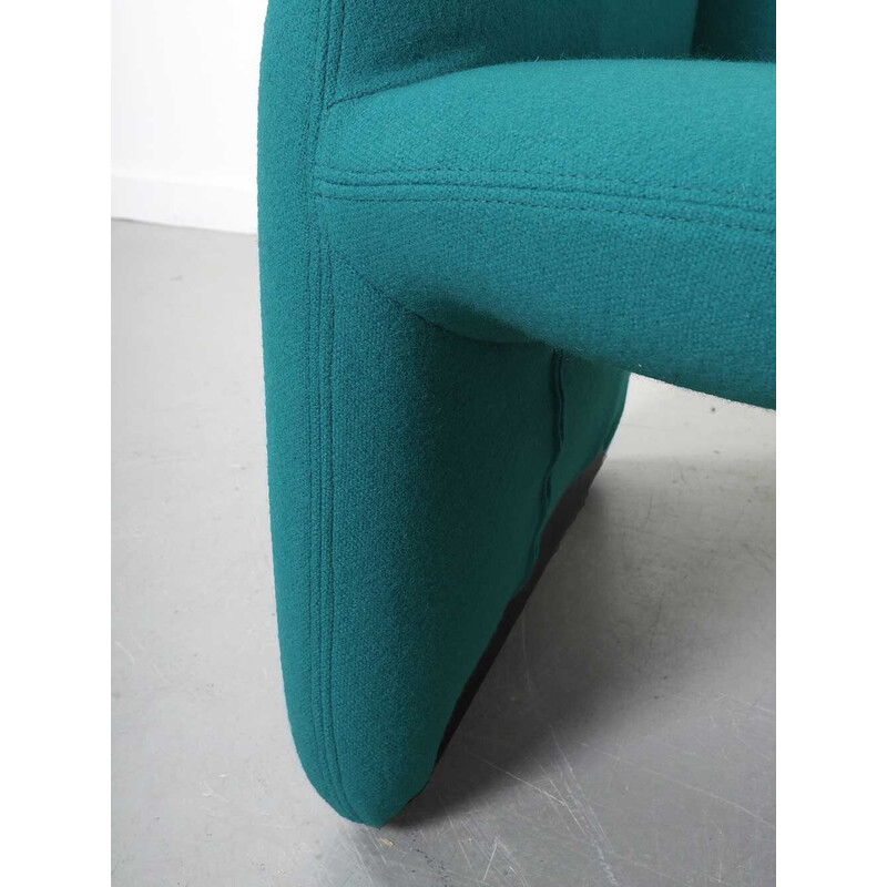 Vintage armchair in turquoise wool by Pierre Paulin for Artifort, France 1980s