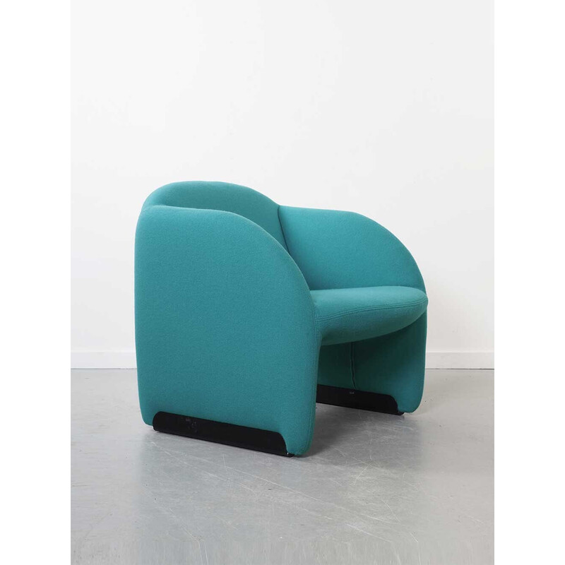 Vintage fauteuil in turquoise wol van Pierre Paulin voor Artifort, Frankrijk 1980