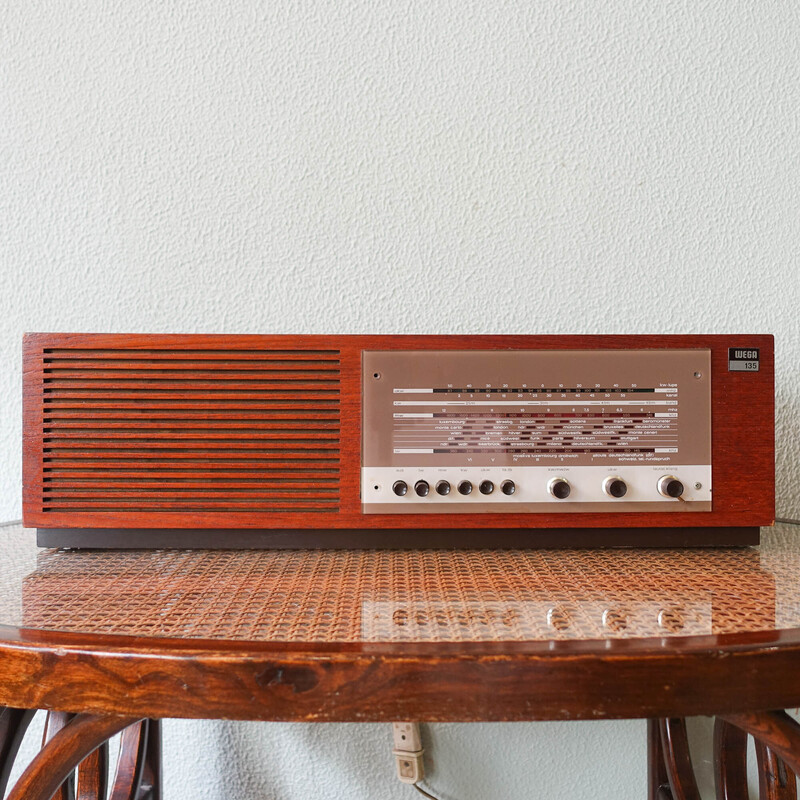 Vintage teakhouten radio van Wega, 1960