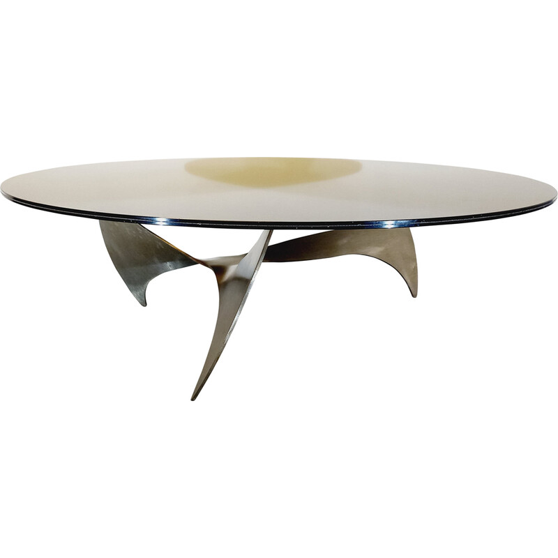 Vintage Propeller coffee table in steel and smoked glass by Knut Hesterberg for Ronald Schmitt, 1960