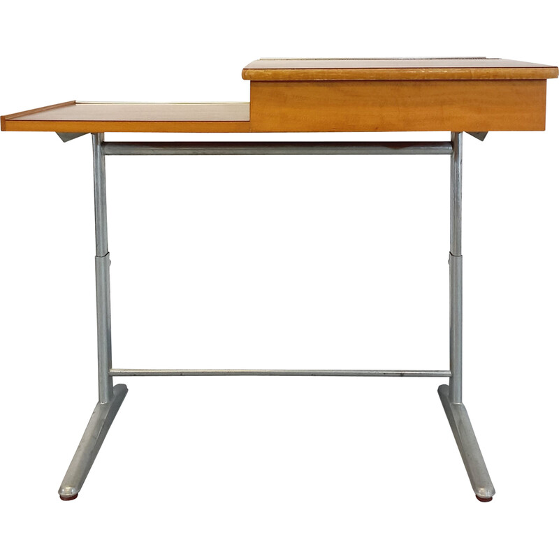 Vintage verstelbaar bureau van hout en staal, 1970