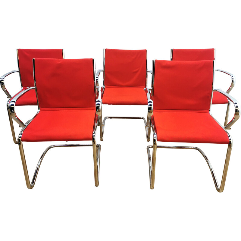 Set of 5 vintage sled chairs