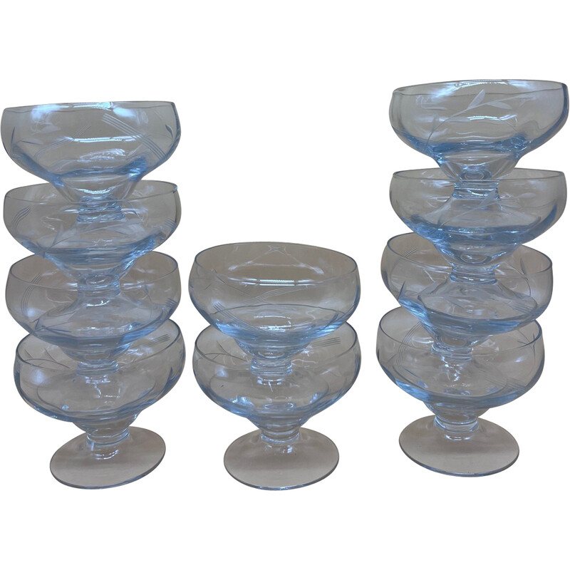 Vintage chased glass champagne glasses, 1950s