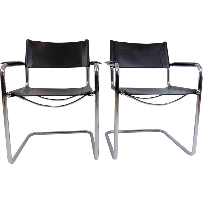 Pair of vintage leather chairs by Martin Stam