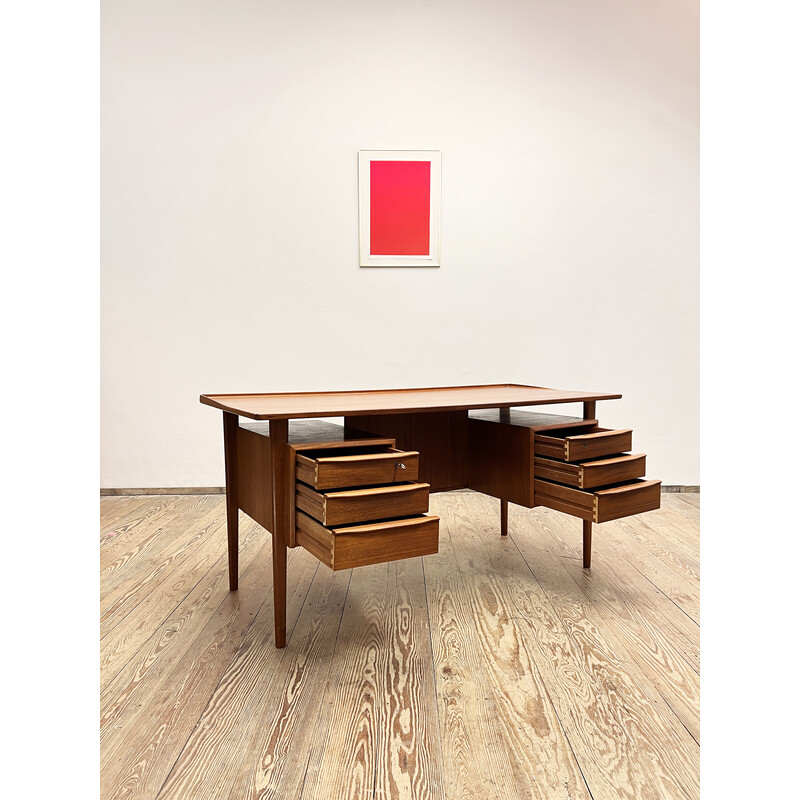 Vintage teak desk by Peter Løvig Nielsen for Hedensted Møbelfabrik, Denmark 1970s