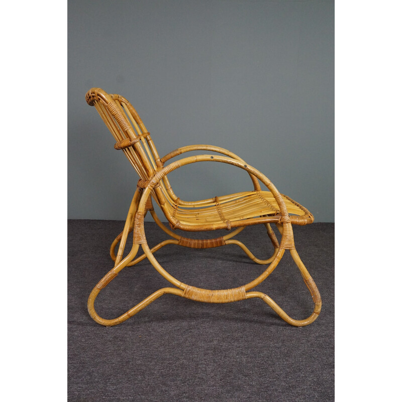 Vintage rattan armchair by Rohé Noordwolde, Netherlands 1960s